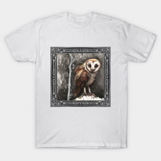 Barn owl - Ink Silver T-Shirt